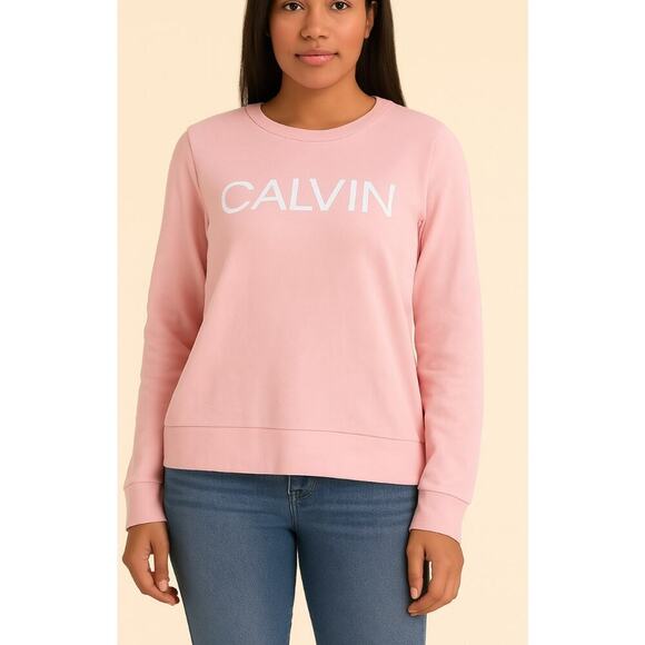Calvin Klein Performance Woman's Pink sweater Top w/ Logo SZ LG lightweight - Picture 1 of 8